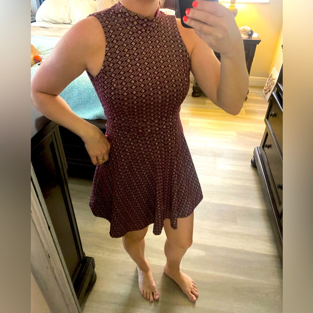 Juniors Burgundy and Gold minidress size 1